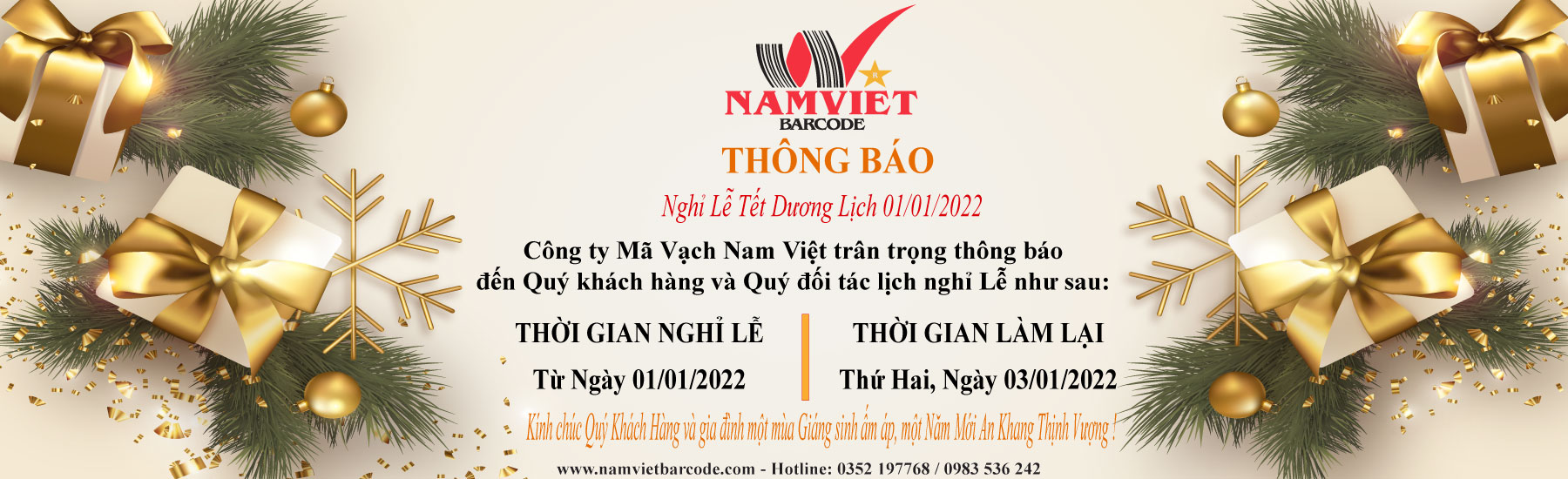 THÔNG  BÁO LỊCH NGHỈ TẾT NGUYÊN ĐÁN 2022